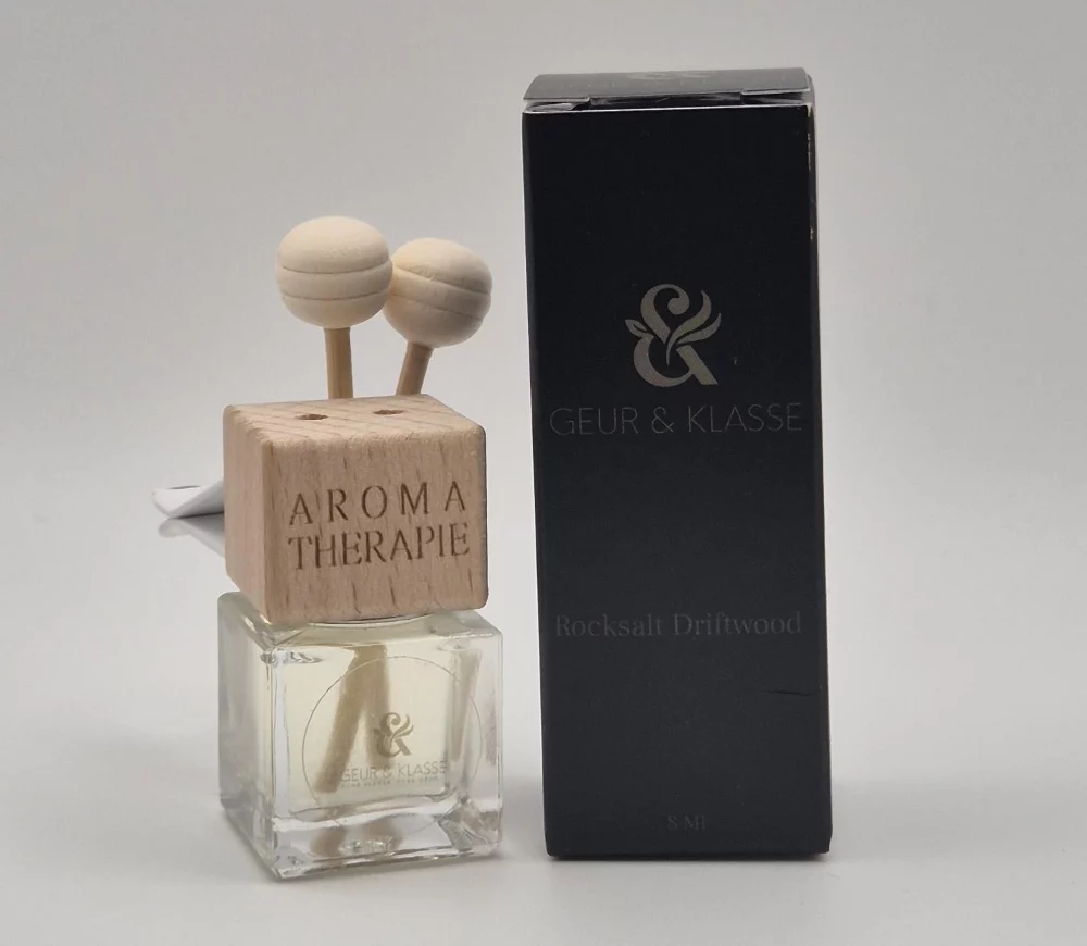Verpakking autoparfum rocksalt driftwood versie met stokjes